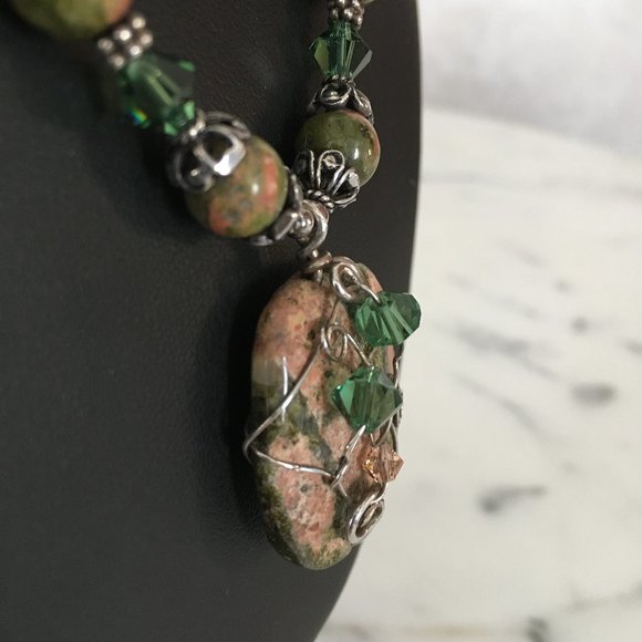 Vintage Agate Semi-Precious Pendant Necklace MINT - Picture 6 of 9